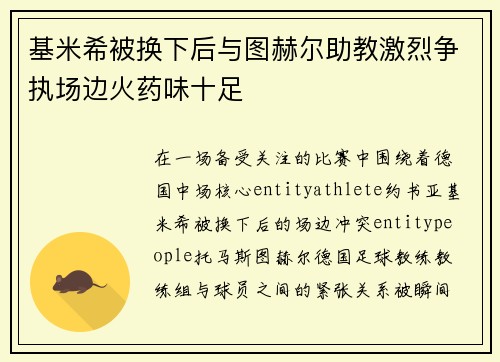 基米希被换下后与图赫尔助教激烈争执场边火药味十足 基米希被换下后与图赫尔助教激烈争执场边火药味十足